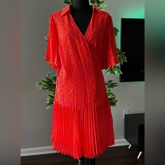 Alexis for Target Floral Flutter Sleeve Pleated Wrap Dress | SZ 1X | NWOT - Picture 3 of 11